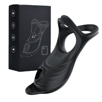Saugender Penisring mit 5 Vibrationsstufen, Fernbedienung, ABS+Silikon, Unisex, Verzögerungs-Doppelring-Vibrator, Erotik-Großhandel