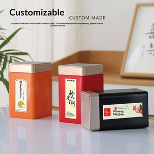 Barattoli Quadrati <span class=keywords><strong>in</strong></span> <span class=keywords><strong>Latta</strong></span> con Tappo a Vite Ermetico per Confezionamento Tè Nero/Verde, Caramelle e Alimenti - Product Image 4