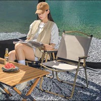 Chaise pliante d'extérieur moderne, portable, légère, confortable, avec accoudoirs en bois massif, pour la plage, le pique-nique, la pêche, le jardin, la cour, la terrasse