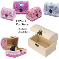 Porte-clés inachevé coffre au trésor en bois boîtes bois bricolage artisanat boîtes de rangement avec charnière pour cadeaux personnalisé