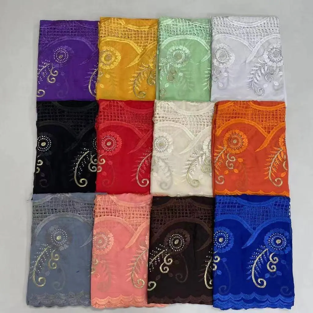 SE-547 Scarf Hijab Voile Hijab Embroidery Lace Luxury Excellent Quality Cotton Rhinestone Muslim Women Hijab muslim veil