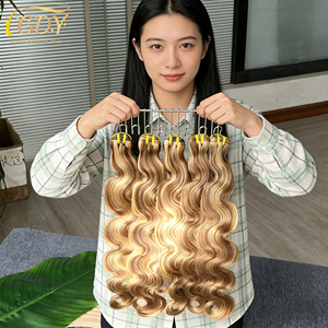 P4/27 <strong>Body</strong> <strong>Wave</strong> Highlighted Human Hair Bundles Honey Brown Curly Hair Weaves Bundle Raw Virgin Hair Extension for Black Woman - Product Image 3