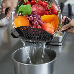 AUOON Clip on Silicone Pasta <b>Strainer</b> for Pots and Pans Adjustable Dishwasher Safe Black - Product Image 2