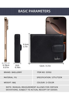 Baellerry nuovo <span class=keywords><strong>portafoglio</strong></span> <span class=keywords><strong>da</strong></span> <span class=keywords><strong>uomo</strong></span> in vera pelle sottile e minimalista <span class=keywords><strong>piccolo</strong></span> portafogli per carte funzionale Bifold Short Business Wallet - Product Image 3