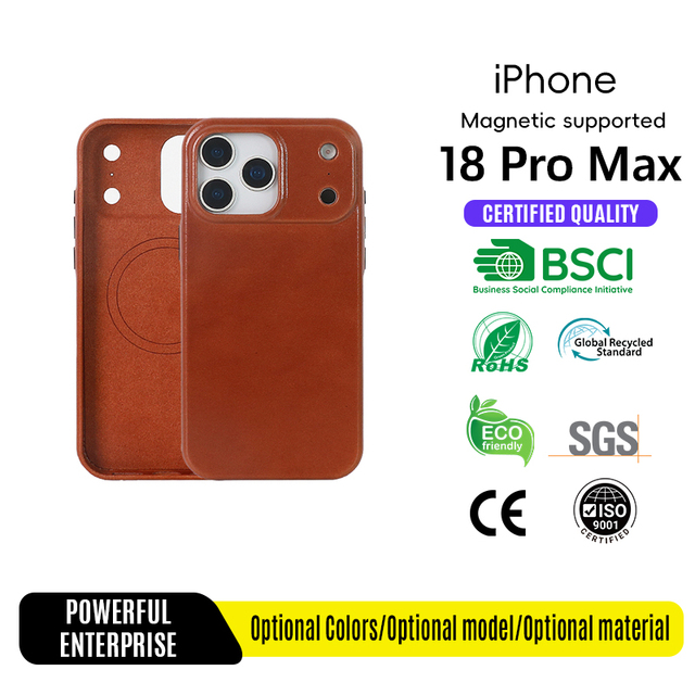 Sustainable LWG-Certified Leather Case for iPhone 18 Pro Max Duo REACH Compliant Eco-Friendly Phone Cover