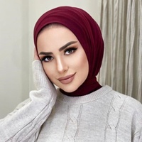 Hijab Prêt à Porter avec Fermeture à Pression, Foulard Musulman Respirant, Cache-cou Uni, Châles de Tête, Turban pour Femme, Chapeau Islamique