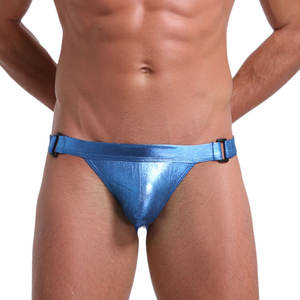 Échantillon gratuit de haute qualité Sexy Gay Boy brillant noir rouge <span class=keywords><strong>violet</strong></span> bleu or argent hommes Bikini <span class=keywords><strong>string</strong></span> sous-vêtements - Product Image 4