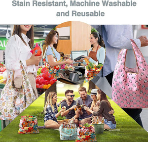 Sac carré en tissu Oxford personnalisé pas cher, résistant à la déchirure, réutilisable, pliable, sac de shopping en polyester et nylon - Product Image 5