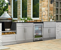 Hot Selling Vermont Style Cuisine extérieure avec MINI réfrigérateur en verre et lumière LED