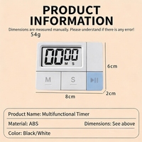 Timer Dapur Digital LCD Portabel dengan Alarm Pengingat Suara, Penyangga, untuk Memasak, Mandi, Belajar, Berbahan Plastik, dan Dioperasikan dengan Baterai