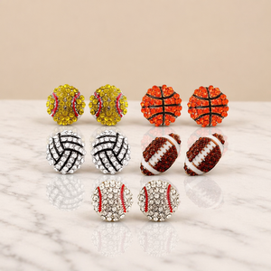 Boucles d'oreilles sportives pour femmes en acrylique scintillant, boucles d'oreilles de baseball, softball, rugby, basketball, football, soccer pour le jour du match - Product Image 1