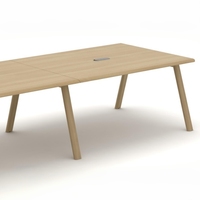 Table de lecture double moderne en bois massif, modulaire, pour 2 personnes, bureau de réunion écologique avec trous de câblage intégrés pour bibliothèque