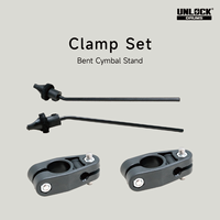 Support de cymbale professionnel UNLOCKDRUM noir courbé à section unique, lot de 2, tube de 10 mm avec kit de fixation de cymbale