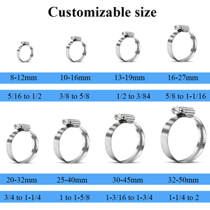 Adjustable 12mm Width SS 304 Stainless Steel German <strong>Hose</strong> Clip Screw 1/4 to 12 Inch Drive Worm Gear <strong>Hose</strong> Clamp - Product Image 2