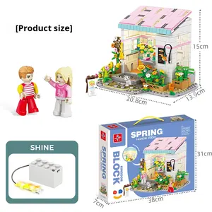 إضاءة استوديو الربيع متوافقة لجميع العلامات التجارية الرئيسية للأطفال تجميع كتلة بناء نموذج الشارع مشهد منزل هدية المشهد - Product Image 5
