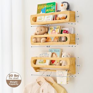 Estantería colgante de madera de bambú flotante de 4 niveles con diseño resistente al agua para dormitorio de estudio de bebé-Almacenamiento de joyas y herramientas - Product Image 4