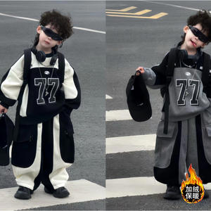 Ensemble de <span class=keywords><strong>sweat</strong></span>-shirts en molleton de coton pour bébé garçon, style sportif, couleurs contrastées, nouvelle collection automne, version coréenne tendance, mode enfant - Product Image 2