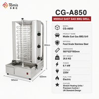 Machine à shawarma au gaz à 3 brûleurs, en acier inoxydable, gril vertical pour kebab, pour restaurant, camion de nourriture, hôtel