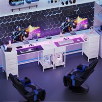 Bureau d'ordinateur de bureau pliable avec prises de courant Tiroirs de rangement Classeur en tissu pour écrire des jeux ou des études