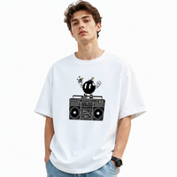 Nouveau T-shirt décontracté pour homme été 2026, 100 % coton 230g, col rond, manches courtes, tricoté, coupe ample, anti-boulochage, imprimé numérique sur le devant