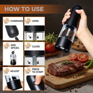 Hot Sale Food-grade Plastic <b>Pepper</b> Mill Type-C Rechargeable Modern Salt and <b>Pepper</b> BSCI Certified - Product Image 3