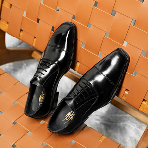 <b>Brown</b> Genuine Leather Oxfords Pointed Toe <b>Lace</b>-Up Solid Office & Career All Seasons Dress Shoes - Product Image 4
