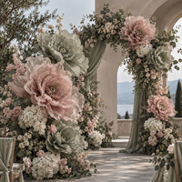 Y-036 Ensemble de fleurs artificielles géantes de luxe, vert sauge, rose blush, blanc, grandes décorations florales pour mariage, décor de toile de fond personnalisé pour événements