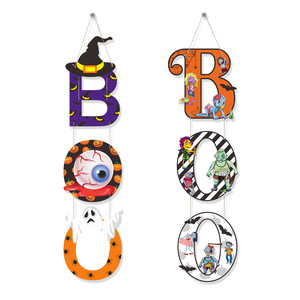 Decoración Espeluznante para Halloween: Sombrero de Bruja con Ojos y Letras BOO, Cortina para Puerta Exterior, Decoración para Jardín y Porche, Cubierta Colgante para Puerta - Product Image 1