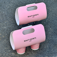 Porte-gobelets jetables en papier kraft biodégradable personnalisé avec logo, pour emporter café ou thé chaud, avec poignée