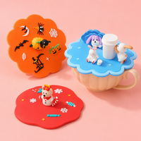 Couvre-tasse en silicone personnalisé, style coréen mignon, avec figurine de dessin animé 3D, couvercle universel hermétique pour tasses à café en céramique