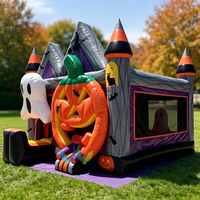 Château gonflable géant d'Halloween effrayant avec entrée fantôme 3D, maison hantée, château de saut, maison de jeu pour la location