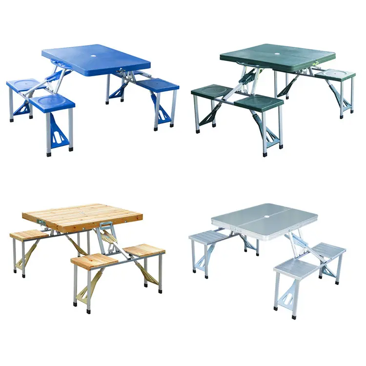 Mesa y sillas de picnic plegables Juego de mesas de picnic portátiles Sillas y mesa plegables para acampar al aire libre con Banco y paraguas
