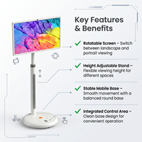 Téléviseur intelligent portable ZDHQ 32 pouces avec écran tactile capacitif, support mobile et batterie