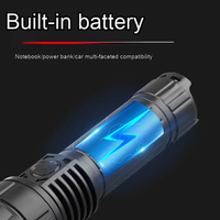 Nouvelle lampe torche LED puissante à affichage numérique amélioré, laser blanc, rechargeable, étanche, en ABS, double ouverture télescopique, IP65 1000+