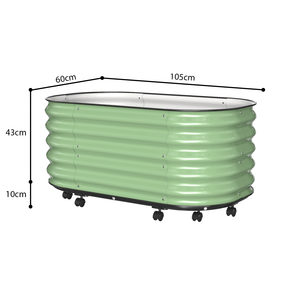 Kits de jardinières ovales surélevées <span class=keywords><strong>en</strong></span> métal, bacs à fleurs avec roulettes au fond - Product Image 1