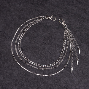 สร้อยคอแฟชั่นหลายชั้นพร้อมจี้รูปกรวยสามเหลี่ยม สร้อยคล้องกางเกง เครื่องประดับเดนิม สไตล์ฮิปฮอป โลหะผสมสังกะสี - Product Image 3