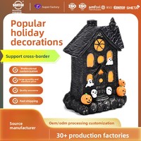 Décorations de fête d'Halloween transfrontalières : Ornements en résine personnalisables, versions lumineuses, maisons hantées, citrouilles, fantômes – Meilleures ventes