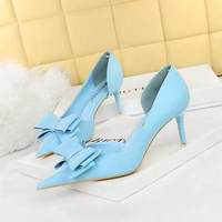 Sandales Papillon - Talon Bas - Talon Haut - Bout Fin - Bout Pointu - Découpes Latérales - Chaussures à Talons Hauts pour Femmes d'Affaires