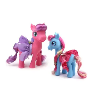 2 PCS Caballo Juguetes Animal Girls Soft Silicone Pink Poni Toy