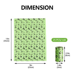 Bolsas Biodegradables para Excremento de Perro, Gruesas, 25 Bolsas por Rollo, Color Verde Claro con Rayas, para Desechos de Mascotas - Product Image 5
