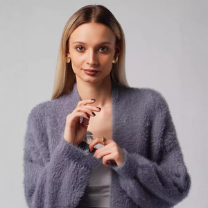 2024 automne et hiver vison-like laine tricoté Cardigan femmes ample <span class=keywords><strong>mi</strong></span>-longueur ralenti Style transfrontalier pull <span class=keywords><strong>manteau</strong></span> femmes - Product Image 3
