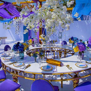 โต๊ะแต่งงาน Serpentine โต๊ะสแตนเลสสีขาวสีดำพระจันทร์เต็มดวงรอบงานจัดเลี้ยงงานแต่งงานโต๊ะต้อนรับ - Product Image 2