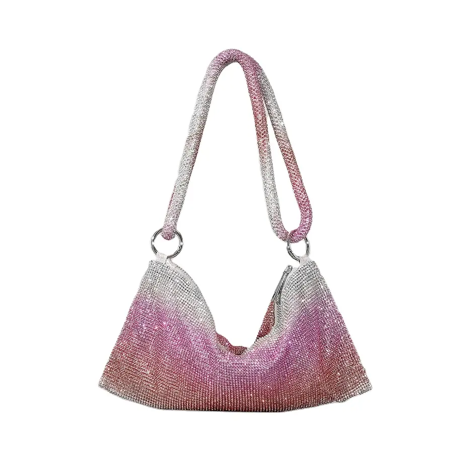 Moda Mulheres Rhinestone Shoulder Bags Crystal Mesh Crossbody Glitter Evening Party Handbags