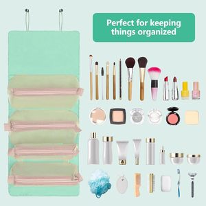 Large Capacity 4-in-1 Folding Zipper Nylon Portable Cosmetics <b>Storage</b> <b>Bag</b> <b>Travel</b> for Organizer Makeup <b>Bag</b> - Product Image 4