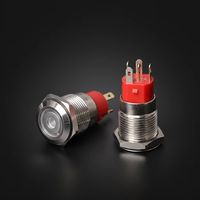 Interruptor Momentáneo de Acero Inoxidable con Botón Pulsador Personalizado de 12 mm, 16 mm, 22 mm, Resistente al Agua IP67, con LED, para Control Industrial