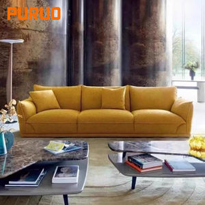 <span class=keywords><strong>Canapé</strong></span> modulaire PURUO en tissu tufté gris clair beige et cuir PU, avec pieds en métal, design moderne, pour salon de villa de luxe - Product Image 1