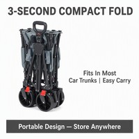 Chariot pliant robuste avec auvent, chariot de plage, chariot utilitaire avec freins, chariot de camping portable et pliable
