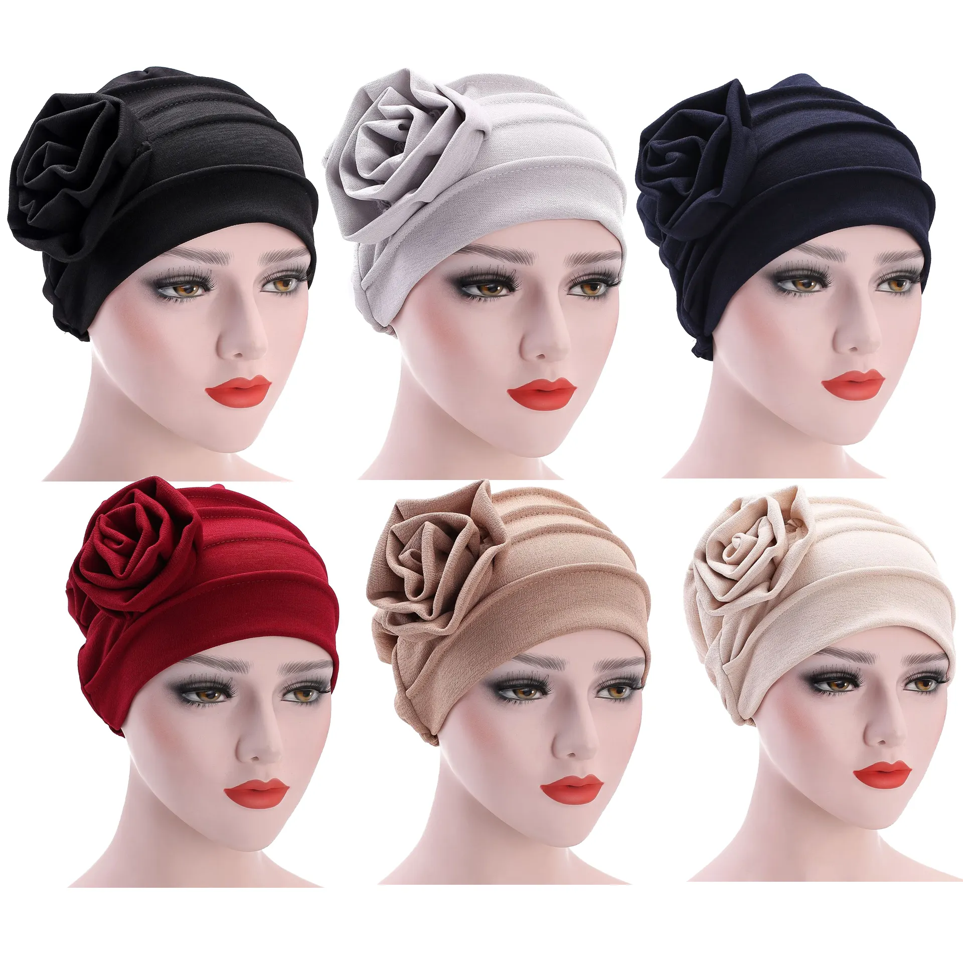 Chapeau Kaki XLGX Femme Bonnet,Musulmane Turban Cotton Bambou Chapeaux Elastique Wrap Hijab Cap pour Chimio Yoga Maquillage 