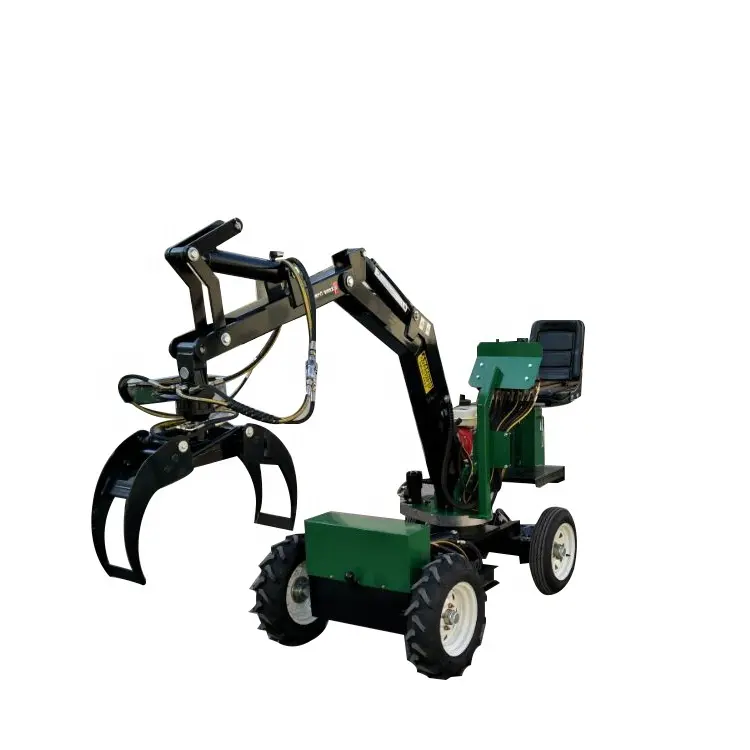 RUIHAO 4 rodas mini escavadeira pequena com log grapple para máquinas de jardim agrícola