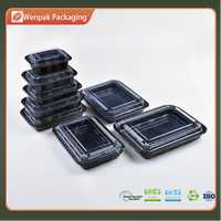 Boîte alimentaire rectangulaire jetable empilable pour supermarché, type bento américain, en plastique de qualité alimentaire